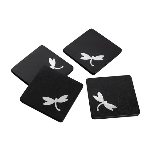 Modern Square Coasters with Abalone Shell Inlay (Set of 4)